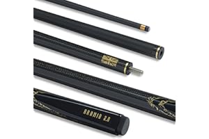 POWERGLIDE Carbon Fibre & Fibreglass 2 Piece 50/50 Joint Snooker Pool or Billiard Cue Stick | Ultra Smooth Metallic Painted High Gloss | 18 or 19 oz | Full Size 57" | 10 mm Tip