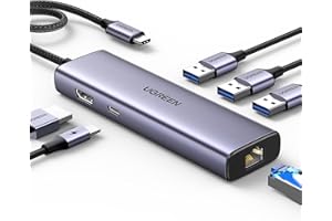 ‎UGREEN UGREEN Stacja dokująca USB C z 4K HDMI, Ethernet, PD 100 W, 3 USB A 3.0 Hub USB C 5 Gb/s kompatybilna z MacBook Pro/Air, iPad Pro/Air, Surface Pro/Go, Galaxy Tab/S23/S22, Steam Deck, Switch.