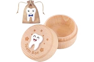 elook Tooth Fairy Kit, 3D Carved Wooden Tooth Storage Box with Fairy Bag, Tooth Fairy Box for Boy Baby Teeth