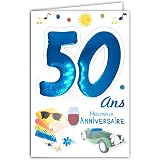 Afie 69 2134 Carte Anniversaire 50 Ans Bleu Brillant Homme Amazon Fr Vetements