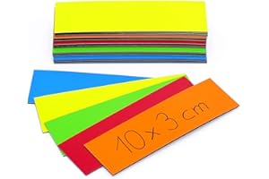 Magstick® Etichette magnetiche colorate 25 pezzi I 10 x 3 cm I 5 strisce per colore I riutilizzabili possono essere tagliate a misura e pulite I strisce magnetiche per lavagna bianca I mag_217