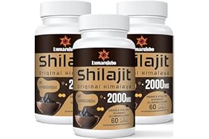 ‎LUMAREJEBO Shilajit Kapseln, Hochdosiert 2000mg pro Tagesdosis, Mit Ashwagandha, das Reine Original aus dem Himalaya, 60% Fulvosäure, Vegan (180 Kapseln)