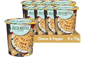 PASTA NOSTRA DI BOLOGNA Pasta Nostra Instant Pasta Pots, Authentic Italian Cheese & Pepper Fusilli Pasta, Convenient & Quick Meal Solution, Pack of 8 x 70g Servings, Made in Italy, Ready to Eat in Just 5 Minutes