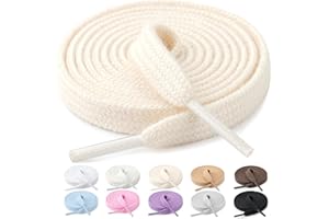 Stepace 2 Paires Lacets Plats Premium 100% Coton - Épaisseur 8 mm - Lacets Chaussures de Remplacement pour Baskets Sneakers