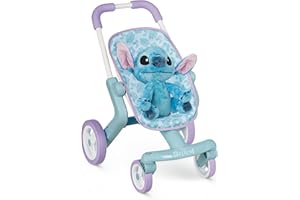 Smoby Sillita de Paseo Stitch con Peluche 25 cm Asiento de Tela Estructura Metálica Manillar Ergonómico Ruedas Delanteras Multidireccionales Desde 18 Meses Fabricado en España (7600251225)
