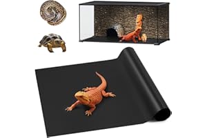 SISIPAI LIFE Reptile Carpet, Bearded Dragon Substrates, Tortoise Bedding Mat, Terrarium Substrate Liner for Leopard Gecko, Tortoise, Turtle, Lizard, Snake, Iguana Reptile Tank Accessories Black(45x180cm)