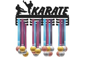 CREATCABIN Espositore Medaglie Karate Porta Medaglie Sportive Oltre 60 Medaglie Premio Porta Ferro Telaio Rack Appeso A Parete per Medaglia Ballerino Calcio Ginnastica Maratona Atleta Regalo 40x18.8cm