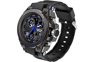findtime Herren Sport Uhren Militär Outdoor Große Armbanduhr Digital Analog Zwei Zeitzonen LED Kalender Männer Jungen