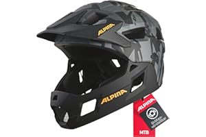 ‎ALPINA Alpina Rupi - Leichter und Sicherer Fullface-Helm für Kinder und Jugendliche, passend für Mountainbike-Einstieg, Abnehmbarer Kinnbügel, Verstellbare Passform, Optimal Belüftung