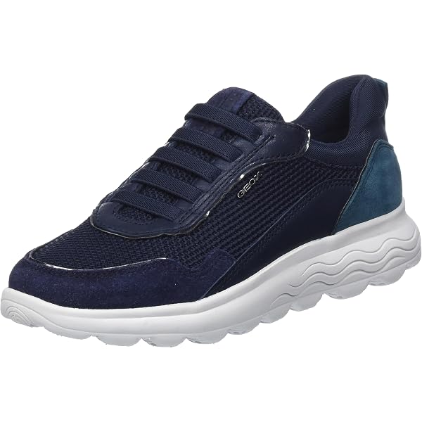 Geox Damen Sneaker D Spherica C – Atmungsaktiv, Mit Stoßdämpfung, Aus Velours- Und Glattleder
