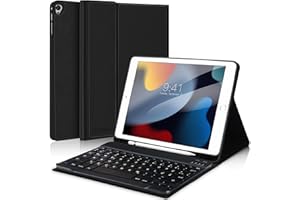 ‎JADEMALL JADEMALL iPad 10,2 Zoll Hülle mit Tastatur für iPad 9/8/7 Generation 2021/2020/2019, Magnetische QWERTZ Bluetooth Tastatur, Schwarz
