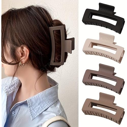 Cerrito Hair Claw Clips for Women Girls – 3 Pcs Large Strong Hold Clamps for Thick Thin Hair, Matte Nonslip Jaw Clips, Neutral Butterfly Claw, Styling, Hair Accessories, Ponytail Holder, Multicolor