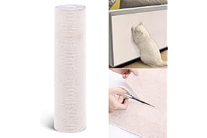 QIANSHOUYAN Rascador Autoadhesivo para Gatos 40x200cm DIY Recortable Alfombra Rascador Estera Rascador para Gatos Torre para Gatos para Protección de Alfombras Sofá Protección de Muebles (Beige,1 Pieza)
