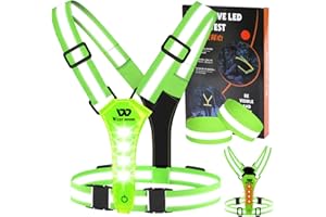 West Biking LED Reflective Running Vest, USB Rechargeable Running Lights for Runners, Elastic Adjustable Reflective Running Gear, High Vis Running Vest with Armbands for Walking Running Cycling