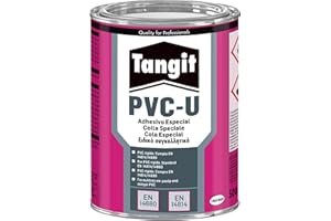 Tangit PVC-U, Adesivo per PVC, Ideale per Giunzioni di Tubi in PVC Rigido, Assemblaggio di Tubi e Raccordi in PVC anche sotto Pressione, Grondaie, Condutture di Cavi, ABS, Latta da 500g