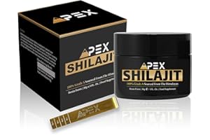 Apex Well-being Organic Shilajit Resin with Spoon - Gold Grade 100% Pure - Original Himalayan Shilajit 30g - Rich in Fulvic & Humic Acid - Minerals, Immune System, Vitality & Energy Booster, Vegan