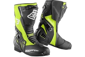 ‎BOGOTTO Bogotto Assen Motorradstiefel, schwarz/neon-gelb, 40