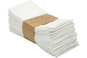 Set of 12 Cloth Napkins(18 X 18 Inches) 100% Cotton Everyday Use Premium Quality Cloth Napkins Festive Holiday Table Décor for Christmas Parties&Dining Soft Perfect Dinner/Napkins-White-The Home Talk