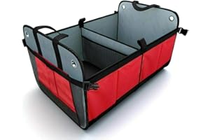 REALMAX® Car Boot Organiser, 2 IN 1 Tidy Heavy Duty Collapsible Foldable Storage Portable Large Box Bag Shopping Holder Auto Trunk Folding For SUV Minivan Truck Travel Home Uses Durable Light Weight