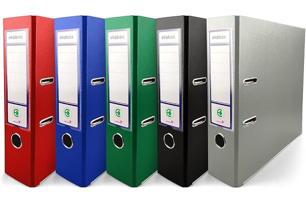 Netuno 5x classeur à anneaux 5 couleurs rouge bleu vert noir gris A4 mécanisme à 2 anneaux 8cm classeur à 2 anneaux classeur d'école classeur pour documents de format A4 classeur à levier bureau