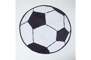 HOMESCAPES - 100% Cotton Tufted Football Round Rug Bath Mat or Children's Rug, 80 cm
