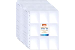 Ably 900 Pockets Baseball Card Sleeves, Double Sided 9-Pocket Trading Card Binder Sleeves Page Protectors Sheet for Skylanders, Pokemon, Top Trumps (50 Pages)