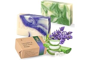 ‎LUBIU lubiu Naturseife Duo – Lavendelseife & Aloe Vera Seife Ohne Palmöl – Handgemachte Seife Stück (2x100g) – Duftseifen für alle Hauttypen & Kinder – Duschseife, Handseife & Gesichtsseife - Natural Soap
