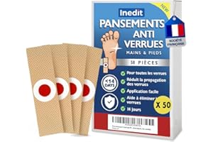 NEDIT Pansement Verrue Plantaire - 50 Pièces - Anti Verrue - Traitement Verrues Resistantes Pieds & Mains – Pansements Coricides A l'acide salycilique Traitent et Soulagent la Douleur (standard, 50, unité)