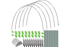 FYEME 36Pcs Greenhouse Hoops for Raised Beds Detachable Fiberglass Greenhouse Support Hoop with 30 Connection Pipes 18 Clips 20 Ground Nails DIY Greenhouse Hoops Grow Tunnel Garden Tunnel Hoop (C)