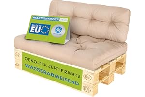 ‎PILLOWS24 Pillows24 – Palettenkissen – 2-teiliges Set | Palettenauflage für Palettensofa | Sitz- und Rückenkissen für Europaletten | Palettenmöbel Indoor & Outdoor, UV-beständig | Made in EU | Cappuccino