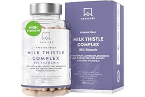 AAVALABS Milk Thistle Capsules | Liver Supplements (80% Silymarin) | High Strength 24000mg (40:1 Extract) | Liver Support Supplements with Artichoke, Dandelion, Desmodium & Choline -120 Milk Thistle Tablets