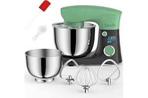 Impastatrice Planetaria Offerta 1500W, Facelle 5,5L & 4,5L Robot da Cucina Multifunzione, 10+P Impastatrice a Spirale Professionale con Gancio per Impastare, Frusta Piatta, Frusta, Bassa Rumorosità