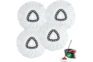 DRSUMLF Confezione Da 4 Testine Di Ricambio Per Vileda Mocio Rotante, Ricariche Per Mocio In Microfibra Compatibili Con Mocio a Rotazione Triangolare, Per La Pulizia Del Pavimento