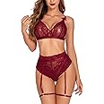 SSoShHub Women Babydoll Lingerie for Honeymoon Special Night Occasion with Bra Panty, G-Thong and Garter Belt Free Size
