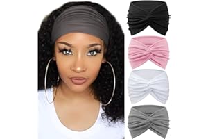 DRESHOW 4 Piezas Diadema Para Mujer Turbante Bohemia Elástico Cinta Banda para El Cabello Diadema Accesorios Para El Cabello