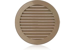 ABOUT VENT 125mm Griglia Ventilazione in Plastica ABS Beige con Zanzariera - Griglie Aerazione Rotonde