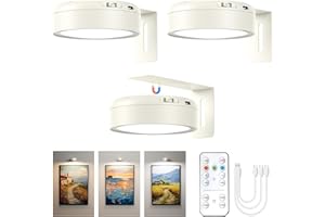‎BONSERY Bonsery Bilderleuchte Kabellos mit Fernbedienung 3er Set, LED bildbeleuchtung Dimmbar & Wiederaufladbar, Akku Wandleuchte mit 3 Farbtemperatur 3000-6500K & Timer, Geschenke für Frauen Männer(Creme)