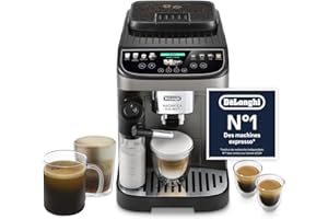 DE'LONGHI De’Longhi Magnifica Evo Next - Perfetto Machine à Café Automatique avec LatteCrema Mousseur à Lait Automatique, 13 Boissons en une Seule Touche, Écran Tactile Couleurs, Titane et Noir (ECAM312.80.TB)