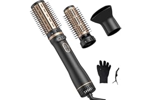 MOGAWAVE Spazzola Rotante per Capelli, Spazzola Asciugacapelli Rotante con 2 Spazzola Asciugacapelli (38mm & 50mm) e Concentratore, 3 in 1 Spazzola Rotonda Rotante per Capelli