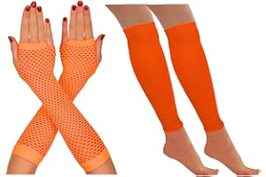 WICKED NIGHT LTD CRAZY CHICK® NEON LEG WARMERS AND FISHNET GLOVES SET RAVE PARTIES 1980s FANCY DRESS ACCESSORY FUN RUN PARTY EVENT