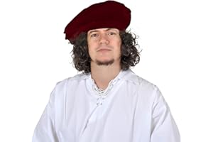 ELBENWALD Berretto medievale - In velluto - Accessorio medievale - Eventi LARP - Per uomo - Rosso