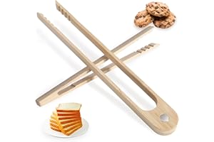 ZEPHYRHOME 2 Piezas Pinzas Cocina Bambú Magnéticas Antideslizantes Reutilizables Pinzas de Madera para Tostadora Pan Chuches Galletas Utensilios de Cocina de Pinzas de Cocina para Barbacoa Buffet Hogar 18cm22cm