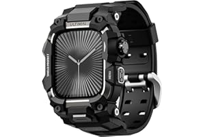ULTIMAL Rugged Case with Band for Apple Watch Straps 46mm, Compatible with Apple Watch Series 11/10 Band, Enhanced Military Grade Shockproof Bumper Cover for iWatch Strap Men (46mm, Black)