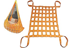 Lw Shelf Lifting Hoisting Net, Net Bag Net Security Tear Resistance Covering Cargo for Industry, Logistics, Construction Cargo Hanging Net, World Sports Skip Net, Orange, 1x1m/load:300kg