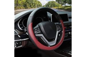 Valleycomfy Pokrowiec na kierownicę samochodu skóra z mikrofibry uniwersalny 15 cali (wino)