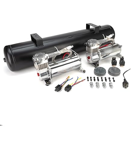 thumbnail image 2 of Vixen Air Suspension Kit For Truck/Car Bag/Air Ride/Spring. On Board System- 200psi Compressor, 4 Gallon Tank. For Boat Lift,Towing,Lowering,Leveling Bags,Onboard Train Horn,Semi/SUV VXX1209FB/4840C 2 of 13