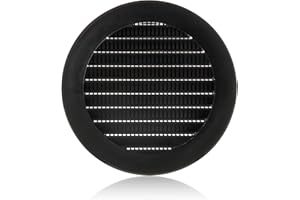 ABOUT VENT Ø 100mm Rejilla de Ventilación de Plástico ABS Negra con Mosquitera - Rejillas de Ventilación Redondas