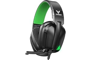 Vakedy Gaming Headset für PS4,PS5,PC,Xbox,Switch,Gaming Kopfhörer mit Mikrofon,High-Definition Kopfhörer mit Geräuschunterdrückung und 3,5 mm Buchse Inline-Bedienelementen- Schwarz/Grün