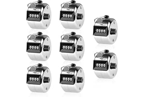 LEIKURVO 8 contadores manuales: contadores de Metal, Contador de 4 dígitos para contadores de Personas, Contador de cantidades, Contador de Vueltas, Contador de Dedos, Contador de Golf y Filas Color Plateado