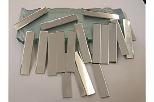RUIXUAN 3/8x2inch Small Glass Rectangle Craft Mirrors Bulk 120 Pieces Mosaic Tiles
